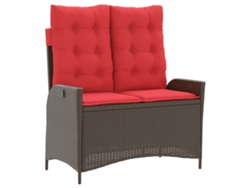 Maison Exclusive - Banco de jardín reclinable con cojines y patas de mimbre marrón
