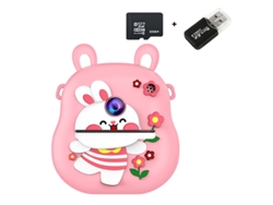 Cámara instantánea Eifson S8, cámara dual HD de 4800 W, pantalla IPS 2.0 con tarjeta de memoria de 32 GB (Pink Bunny)