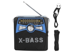 Radio Portátil Con Antena Telescópica, Fm, Am, Banda De Onda Corta, Usb, Reproductor De Onda Completa, Azul