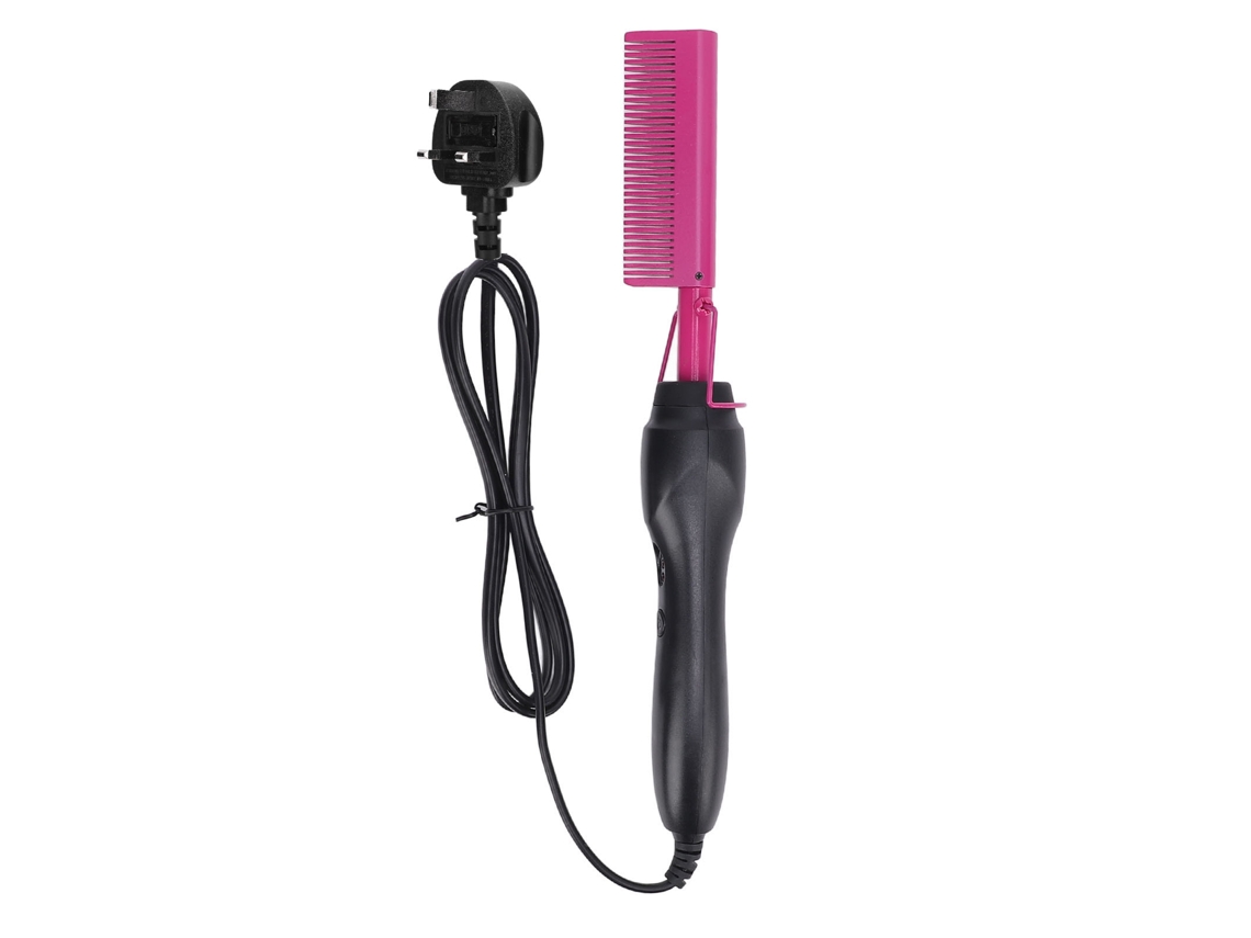 Peine Eléctrico Alisador Y Rizador Con Calentamiento Rápido Para Uso Doméstico Y De Viaje. Enchufe Británico De 100-240 V.