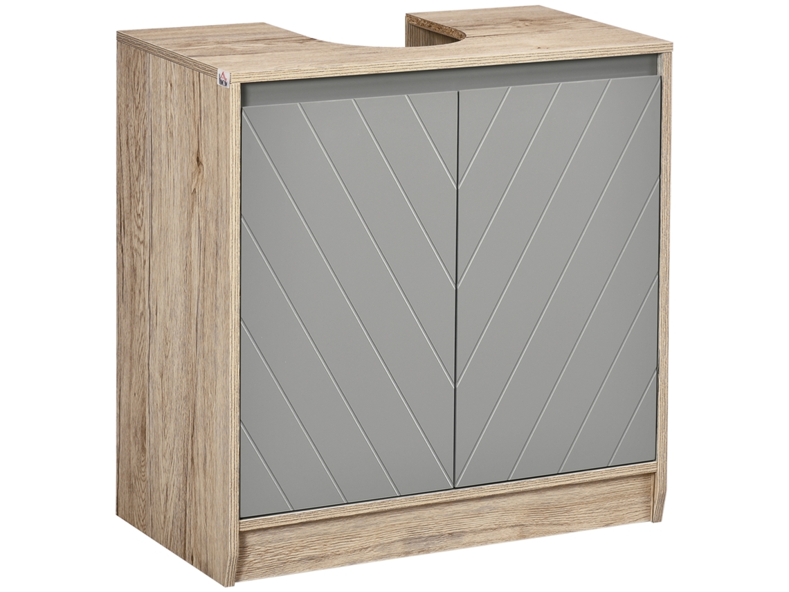 Mueble Bajo Lavabo Para Baño Con 2 Puertas, Roble Gris, 60x30x59 Cm