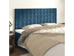 Cabeceros 4 Unidades De Terciopelo Azul Oscuro 100x5x78/88 Cm
