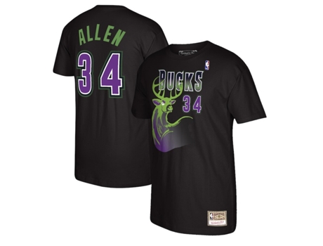 Camiseta de Hombre para Baloncesto MITCHELL & NESS Milwaukee Bucks Nba Script Ray Negro (M)