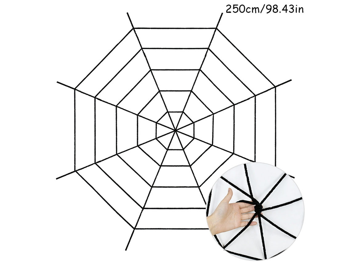 Telaraña gigante negra de 250 cm B03, decoración de Halloween, hogar, jardín, bar, fiesta, Viewleaf