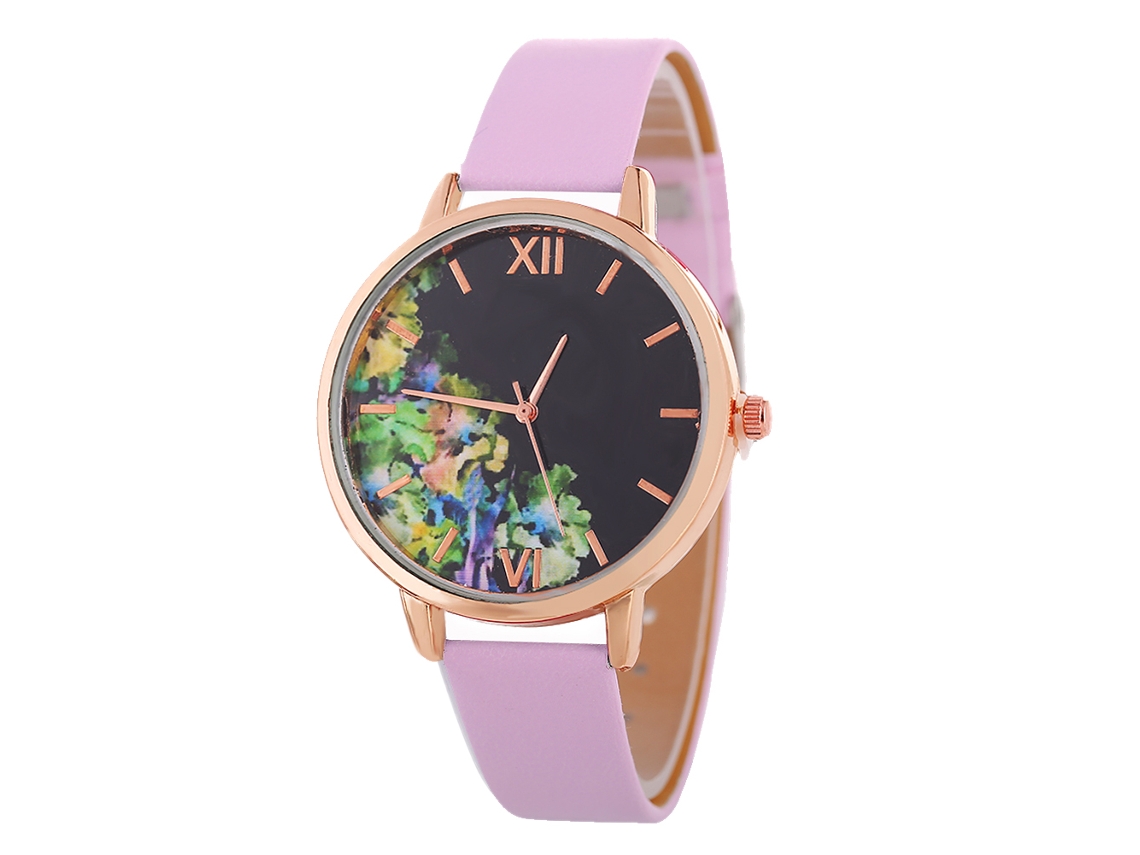 Reloj De Mujer Zhoulianfa Zlf0545-c, De Cuero Rosa Con Imagen De Dibujos Animados, Movimiento De Cuarzo.