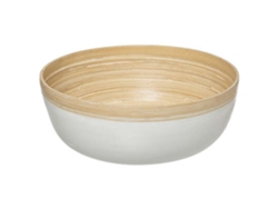 WELL HOME - Ensaladera de madera de bambú en color blanco Ø30x12cm