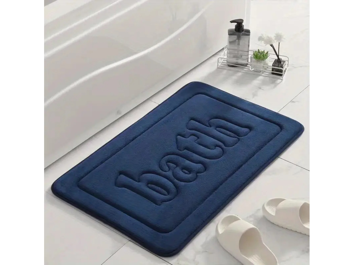 (azul Oscuro) Alfombra De Baño De Franela Antideslizante Y Absorbente De 1,2 Cm, Felpudo Decorativo