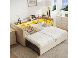 Sofá Cama Individual Tapizada Multifuncional Gutent Madera Beige (180x190cm)