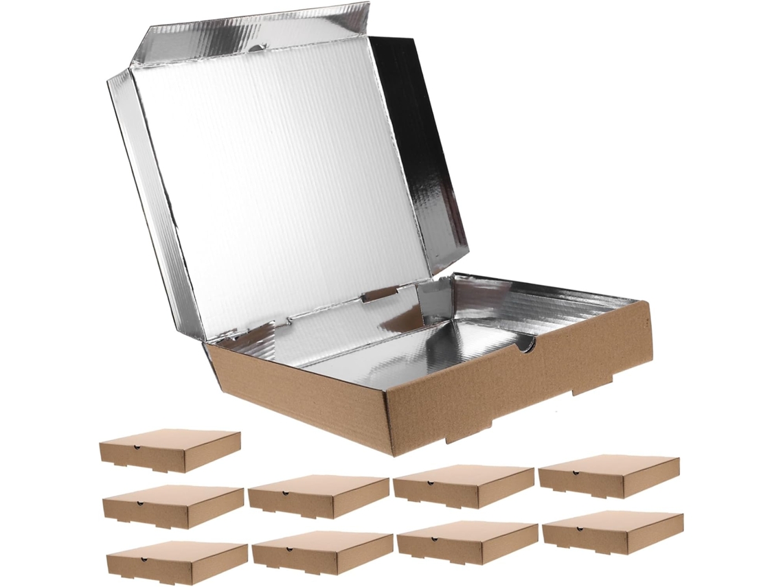 10 Unidades, Té, Papel, Envases Para Pizza Para Llevar En Papel Kraft Y Aluminio.