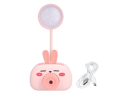 2026-lámpara De Escritorio Led Plegable Con Portaminas Y Porta Lápices Animal Cartoon Rosa Para Hogar Y Oficina