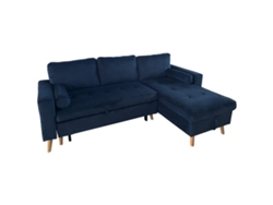 Sofá Chaise Longue Cama 3 Plazas Terciopelo Azul James
