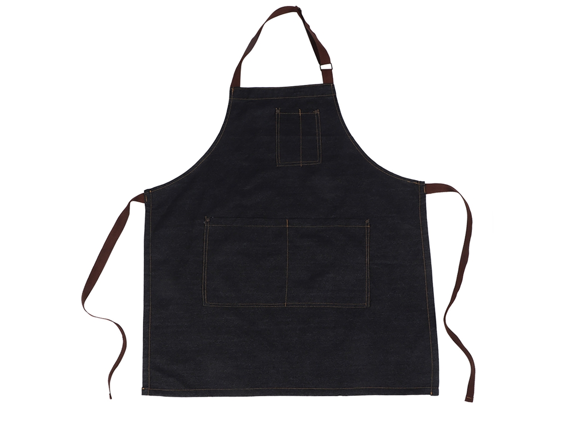 Delantal Unisex De Mezclilla Negro Con Bolsillos Para Dibujar Pintar Y Trabajo En Restaurantes Cafés