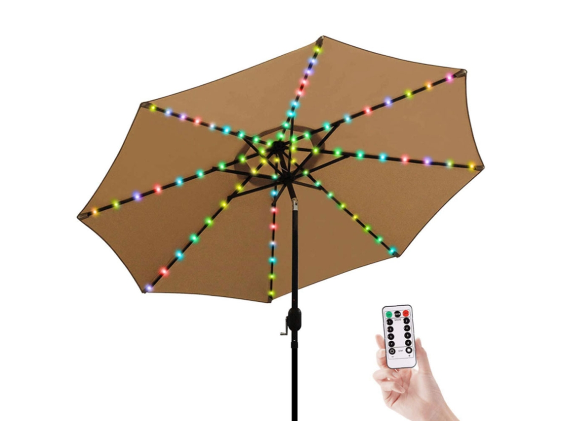 Sombrilla de playa con tira de luz LED y control remoto