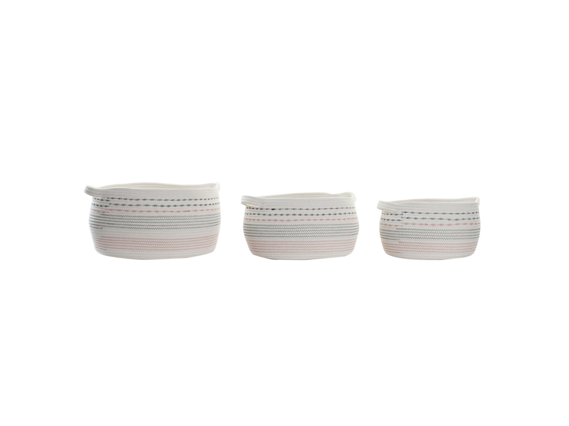 Set 3 Cesta Algodon Blanco 52x43x25cm
