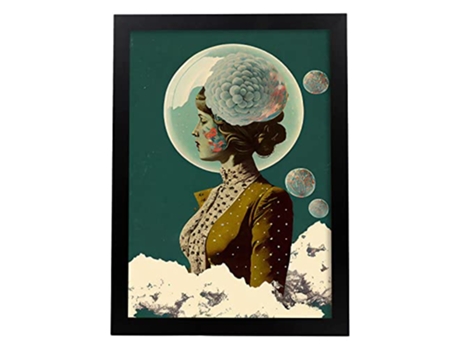 NACNIC Poster Tocado Redondo En Estilo Surrealismo Cinematográfico Ilustraciones Y Grabados De Historieta Abstracta Y Artística A3 Marcos Negros