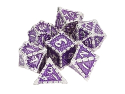 7 Dados Poliédricos De Metal Ligeros Con Números Claros Para Juegos De Rol Y De Mesa.