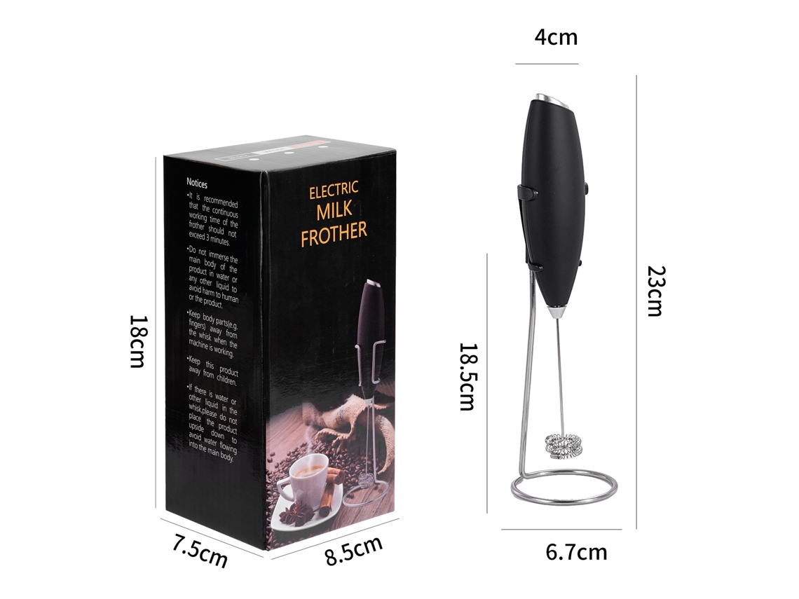Espumador de leche eléctrico para café, con soporte, ideal para capuchino (negro) Cuich