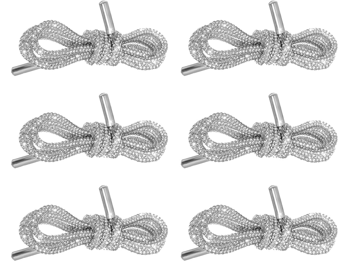Juego De 6 Cordones Blancos Con Purpurina Y Diamantes De Imitación De 120 Cm, Cordones Redondos Con Lentejuelas Para Zapatos.