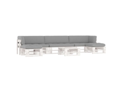 Conjunto de salón de 6 piezas con cojines de palets y pino impregnado blanco Dkd Home Decor