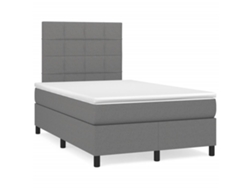 Cama Box Spring Con Colchón Tela Gris Oscuro 120x190 Cm