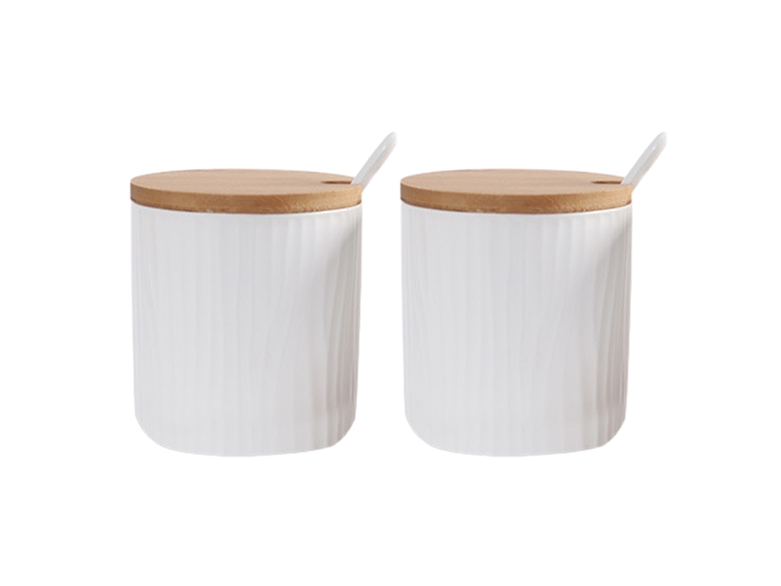Azucarero de cerámica con tapa y cuchara de madera, adecuado para cafetería NEVEANCE