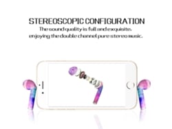 Auriculares estéreo Bluetooth inalámbricos con estuche de carga y control mediante un solo botón.