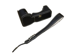 Estuche inferior de piel sintética, funda protectora anticaídas con correa para la muñeca, compatible con la cámara Sony A7c II