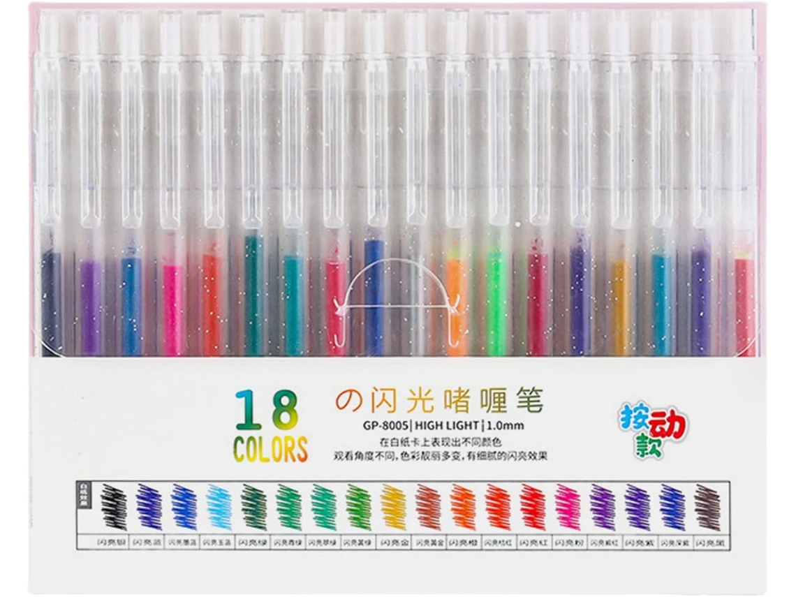 Bolígrafo De Tinta De Gel Con Purpurina Retráctil - Punta De 1 Mm Para