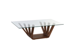 Mesa Centro Nogal Cristal 10 Mm, Natural 130x70x42cm