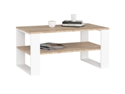 Mesa De Centro Alex Roble Sonoma 92 Cm Con Patas En Color Blanco 92x53x45 Cm