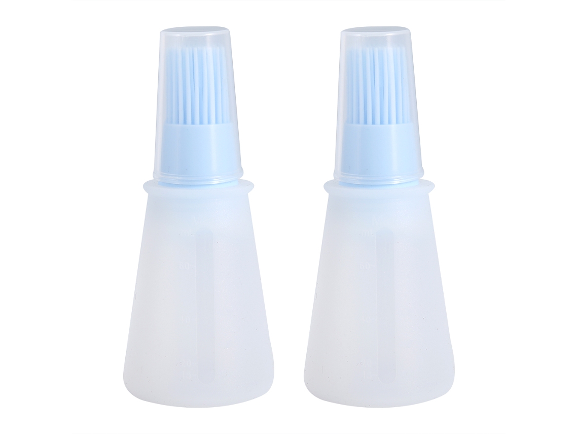 2 cepillos de silicona para botellas de aceite de barbacoa, color azul