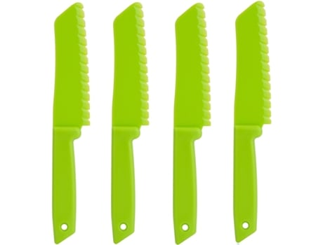 Juego de cuchillos de plástico de 4 piezas - Cuchillo de chef de nylon / Cuchillos para hornear para niños para frutas pan pasteles ZMDECQNA