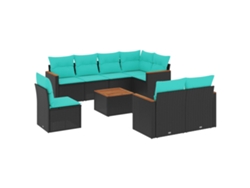 Maison Exclusive - Conjunto De Sofá De Jardín De 9 Piezas Con Cojines, De Poliratán Negro