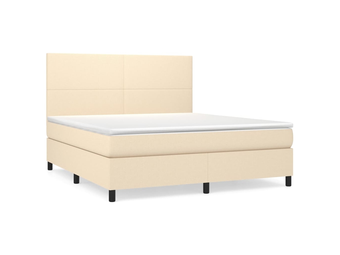 Cama con somier VIDAXL (Beige - Tela - 203 x 160 x 128 cm)