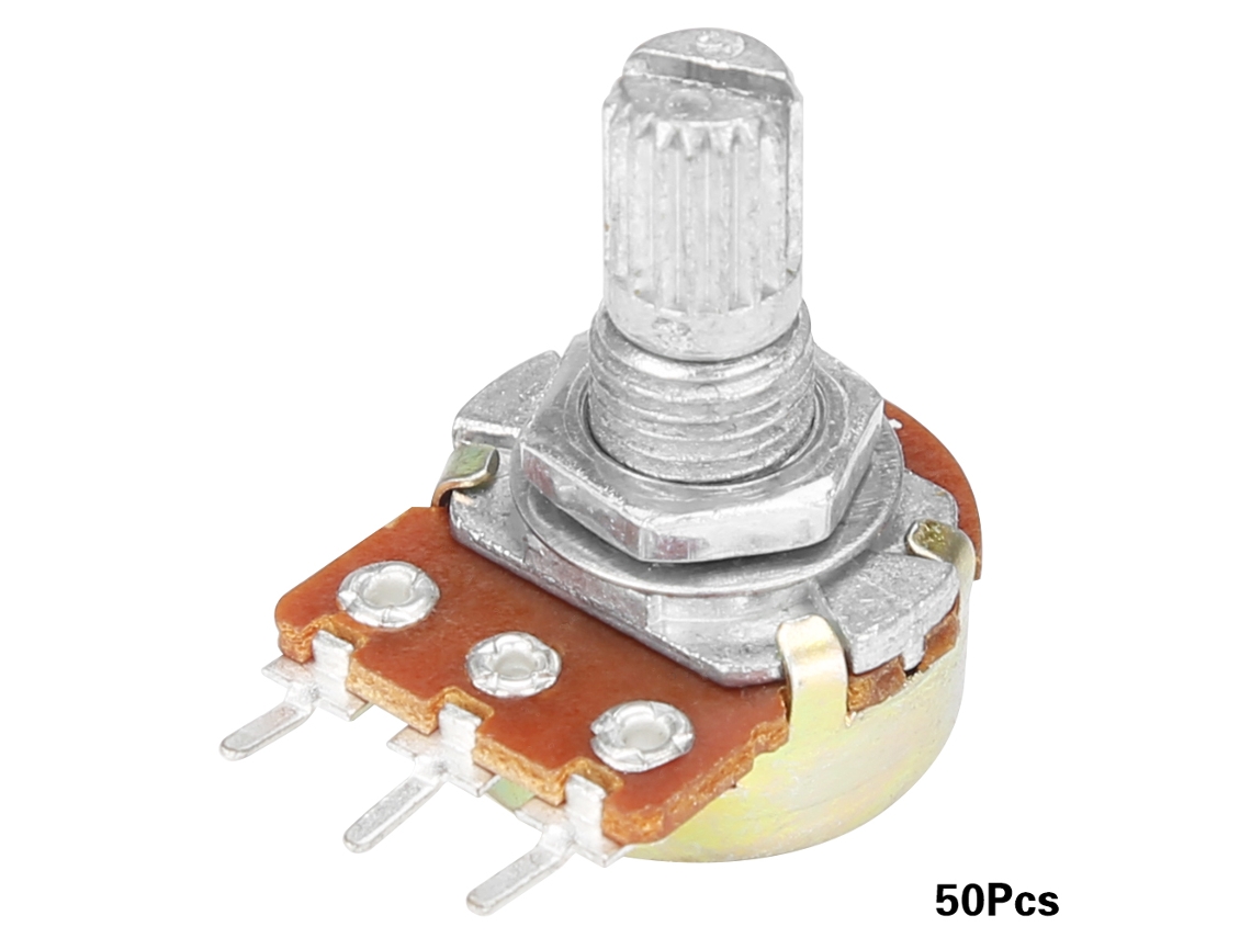 Veloriskku-50 Peças Potenciômetro Rotativo Linear Wh148 B1m Resistor Variável Ajustável 15mm