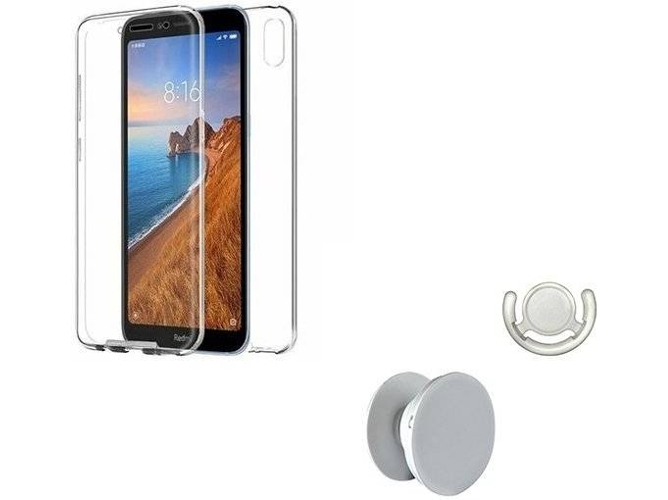 Kit Carcasa, PopSocket y Soporte Xiaomi Redmi 7A 360º Transparente