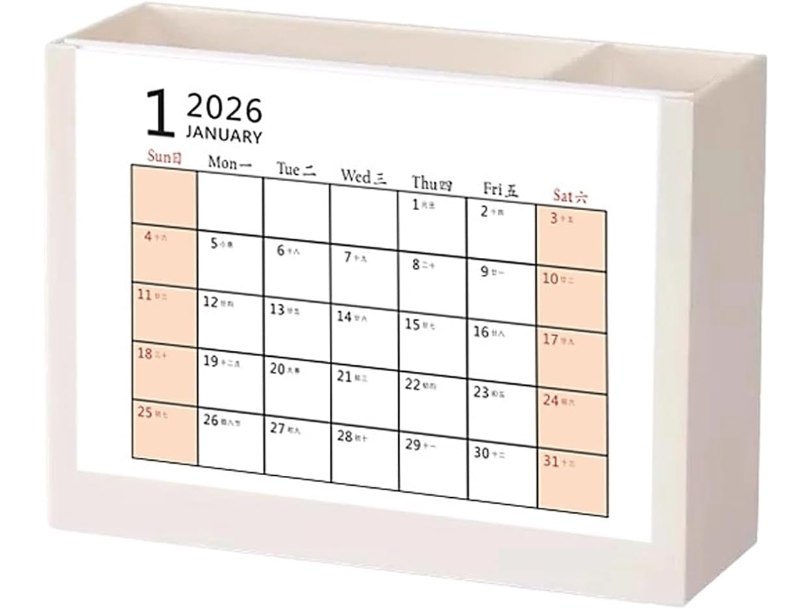 Calendario Mensual Ajustable De 2026 Con Portalápices