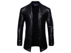 2026-chaqueta De Cuero Falso Para Hombre Manga Larga Slim Fit Casual Pu Blazer Outwear