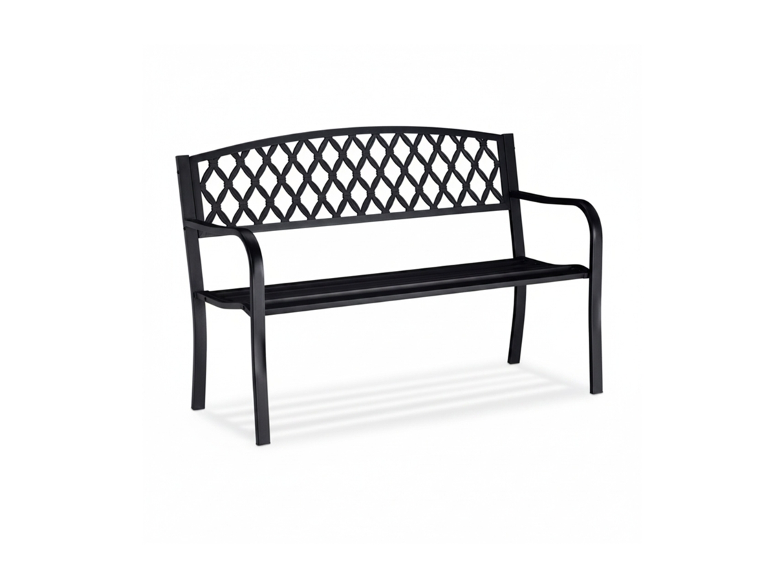 Banco De Jardim Relaxdays, Confortável Para 2 Pessoas, Design Para Pátio E Varanda, Hbt 86,5 X 127,5 X 58,5 Cm, Preto