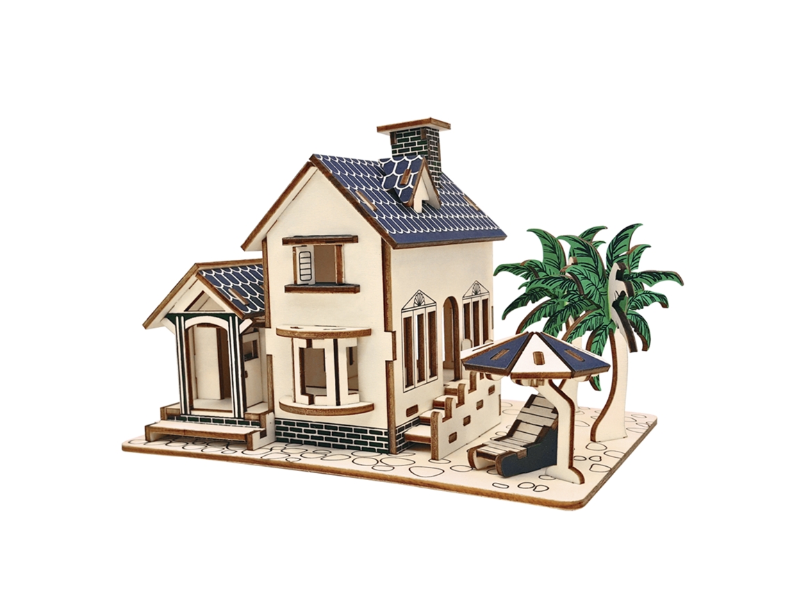 Maqueta 3d De Madera. Casita De Playa. 88 Piezas. 15x22x15 Cm.