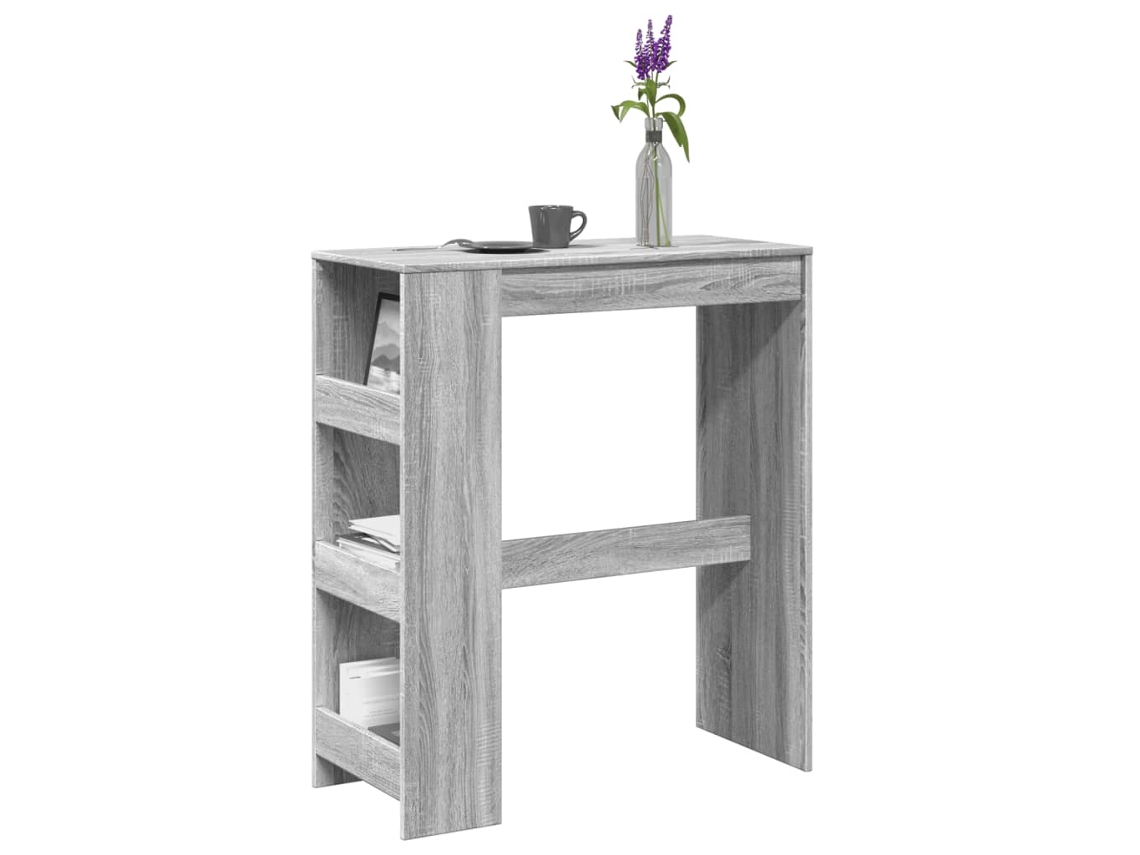 Mesa Alta Bar | Mesa De Café Con Estantes Madera Gris Sonoma 90x47,5x103,5 Cm
