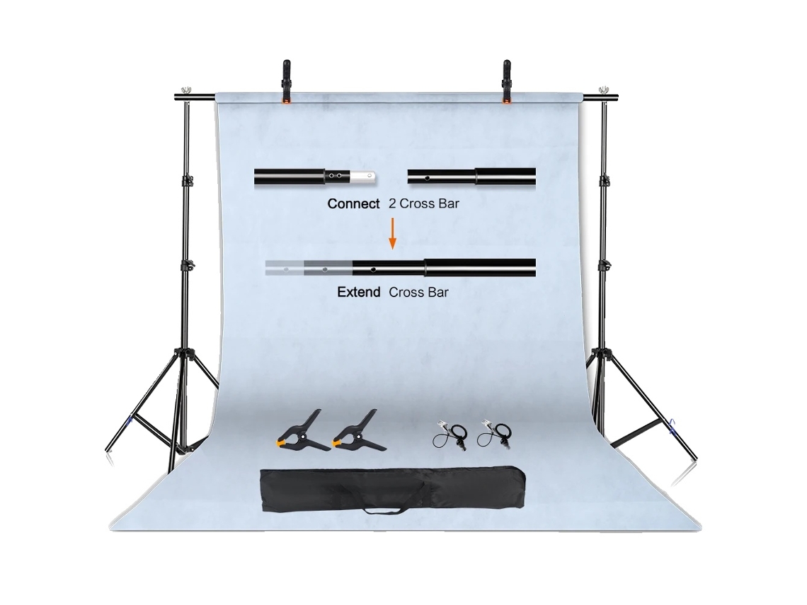Kit de soporte para fondo de fotografía, barra transversal ajustable, multifuncional, blanco estirable, 2600 x 3000 OEM