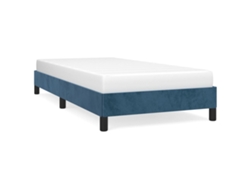 Cama con Plataforma de Terciopelo Azul Oscuro (90x190 cm)