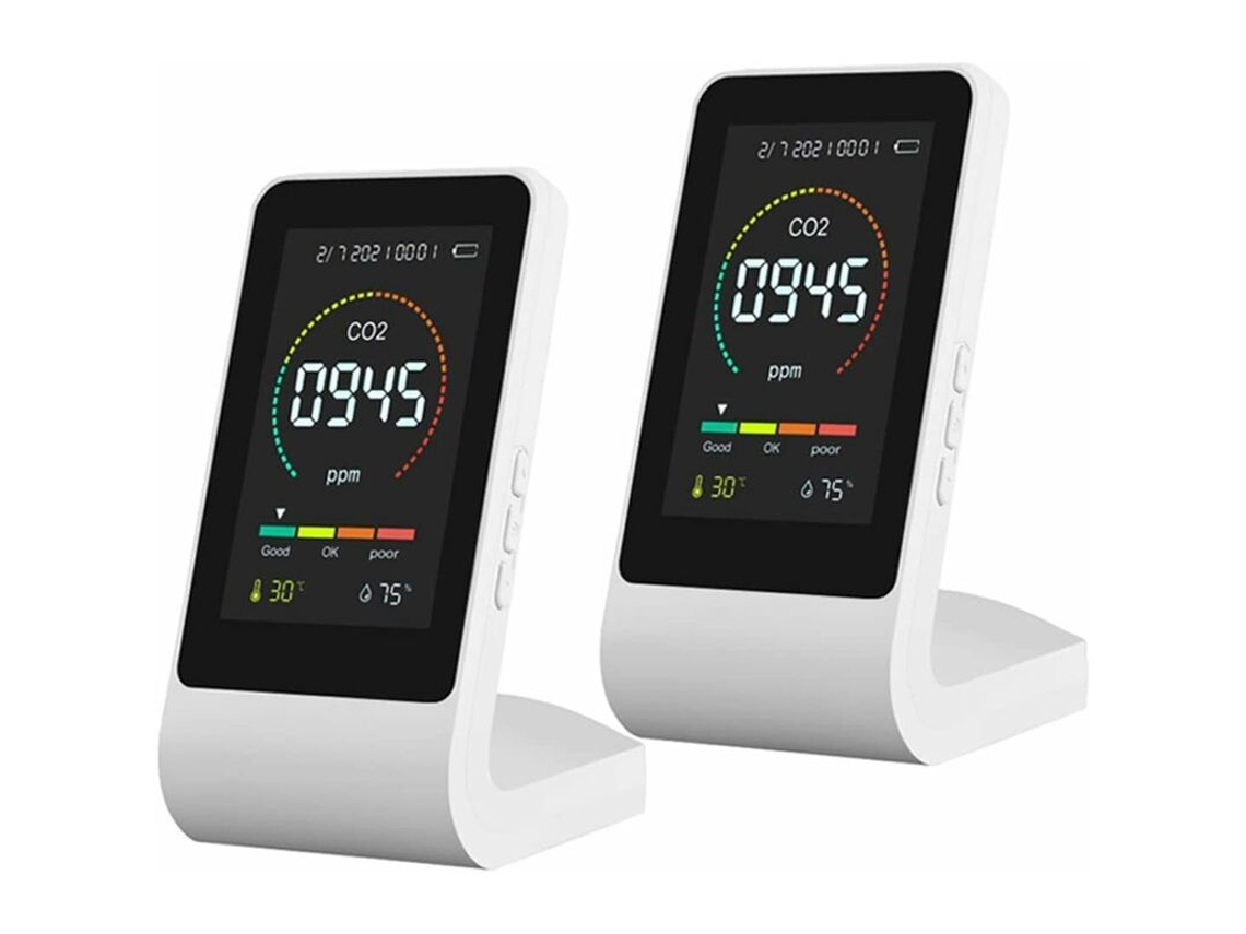 Paquete de 2 detectores de dióxido de carbono 3 en 1 Sensor de temperatura y humedad Semiconductor/calidad del aire infrarrojo