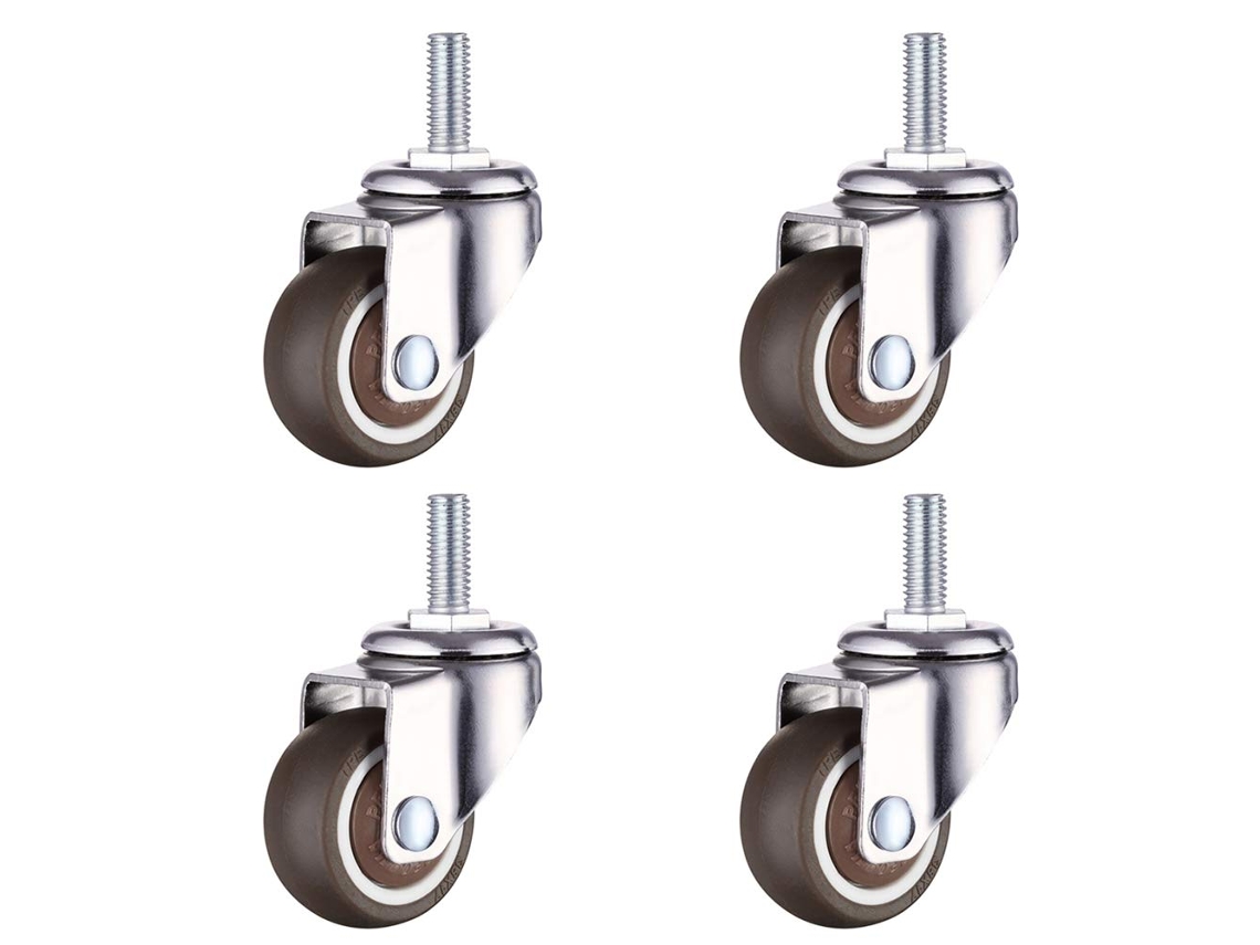 Ruedas M8 para Muebles y Carritos, 2 con Frenos y 2 sin Frenos, Capacidad 20 kg por Rueda, 1 Pulgada