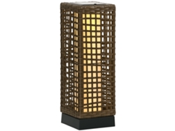 Lámpara de pie solar para exteriores, resina trenzada, recargable, 46 cm