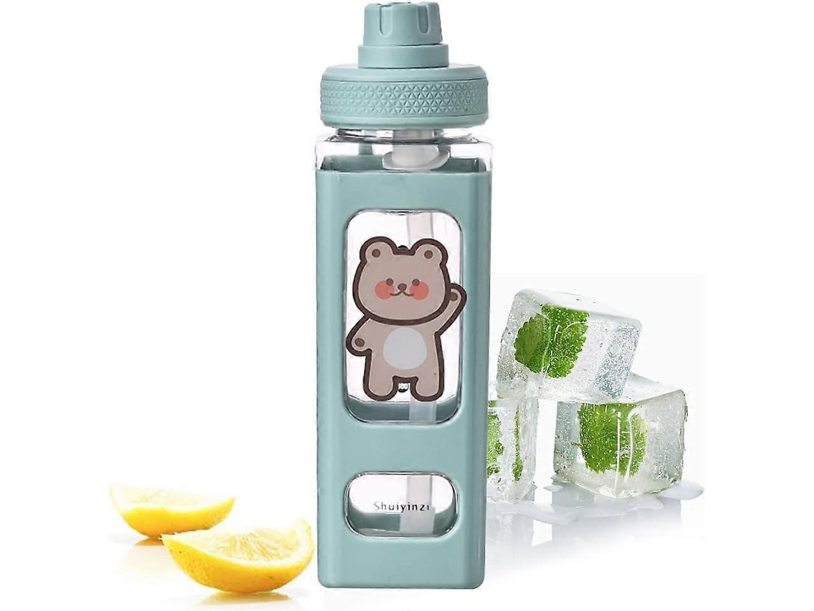 Botella De Agua De 900ml Con Pajita, Botella Deportiva Linda Con Pegatinas, Botella De Agua Kawaii Rosewell