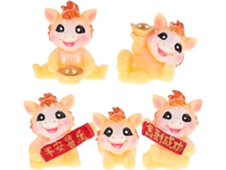 Figuras Caballos Resina Fáciles Limpiar Juego 5 Adorno Versátil Decoración Nuevo Chino Hogar Oficina Feng Shui