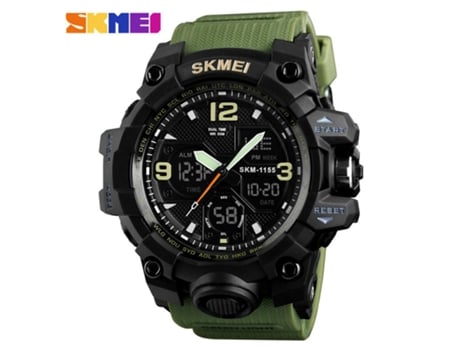 Reloj deportivo analógico para hombre Relojes electrónicos digitales LED impermeables al aire libre-Verde militar LUUCOZK