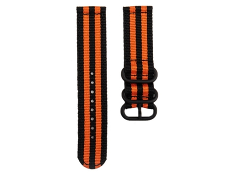 Correa de nailon 18mm con hebilla redonda para Garmin Forerunner 255S/Venu 2S/Xiaomi Mi Watch - negro/naranja